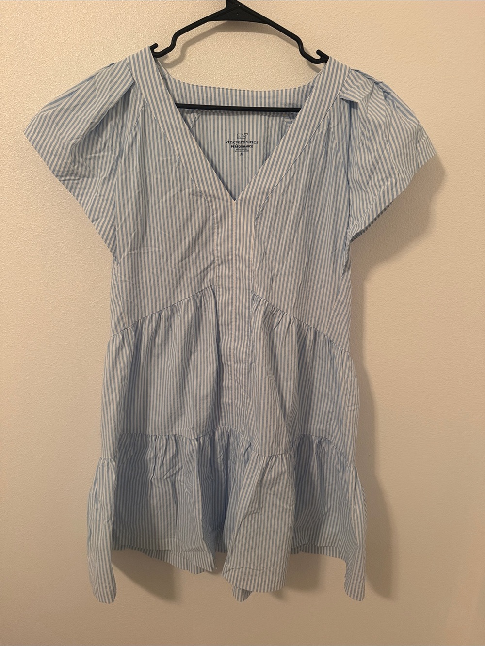 Vineyard Vines Light Blue & White Striped Midi Dress